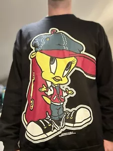 Ropa deportiva Looney Tunes Tweety Bird Sun 1994 de colección cuello redondo negra grande rara nueva con etiquetas - Imagen 1 de 11