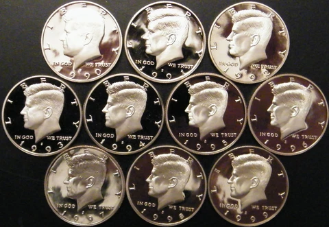 1990-1999 S Kennedy Half Dollar Gem Cameo Proof Run 10 Coin Set CN-Clad US Mint Cover