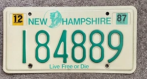 Matrícula de New Hampshire 1987 #184889 (Old Man on Mountain) vive libre o muere - Imagen 1 de 6