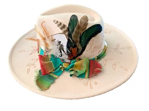 Festival hat - handmade. Gorgeous detail. "Long Live Cowgirls" - Picture 1 of 6