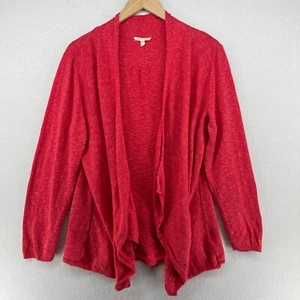 EILEEN FISHER Cardigan XL Linen Cotton Slub Open Front Draped Sweater Pink - Picture 1 of 16