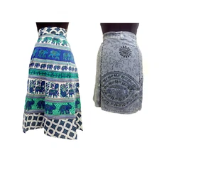 2pc Short Wrap Rapron Gypsy Skirt Indian HIppie Sarong Cotton dress beach skirt - Picture 1 of 5