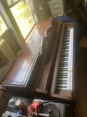 1957 ￼ Mahogany Stand Up Kimball Piano- great shape - Image 1 of 3