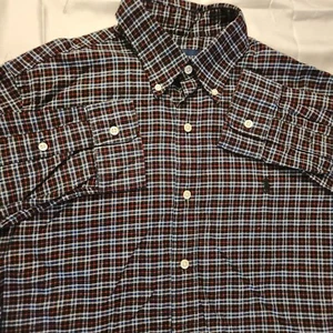 Polo Ralph Lauren Shirt Mens M Flannel Button Down Windowpane Plaid Lumber Gorp - Picture 1 of 7