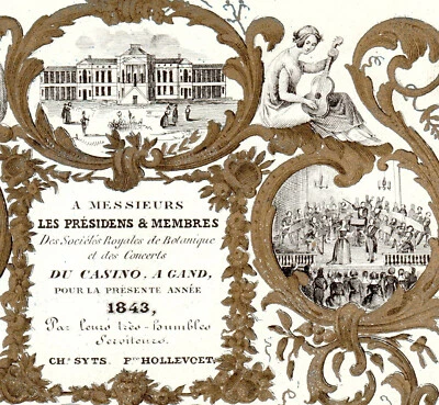 Estoque revestido de argila cassino datado de 1843 porcelana belga = RARO = cartão comercial SR.C.K - Imagem 1 de 4
