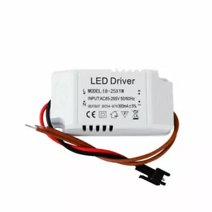 1-3W 4-7W 8-12W 12-18W 18-25W 25-36W LED Driver 300mA AC 110V-220V / DC 12V-135V - Picture 1 of 15