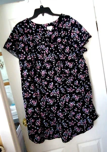 ARIA WOMEN'S PLUS 3X NIGHTGOWN 100% COTTON FLANNEL FLORAL S/S BUTTONS ON BODICE - Picture 1 of 4