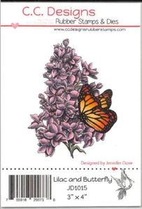 CC Designs LILLA E FARFALLA Schiuma Supporto ad Aggancio Timbro in Gomma INSETTO FIORI - Foto 1 di 2