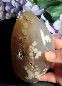 Große 4,8" 726g A+ Druzy Smoky Blume Achat Kristall Flamme Turm Freiform Schnitzerei - Bild 1 von 24