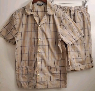 Men's Joe Boxer Shirt And Shorts Set Tan Size Small Button Up - Image 1 of 4