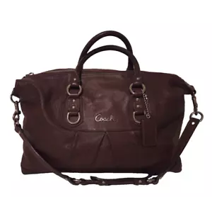 Coach Ashley Plissee Braun Leder Umhängetasche Handtasche F15447 - Bild 1 von 14