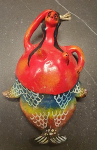 Vintage Hand Made Painted Mexican Folk Art Mermaid Cocount Body Traditional - Picture 1 of 13