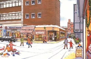 Kardomah Coffee Shop Swansea in the snow - Christmas Card - Tony Paultyn - Picture 1 of 3