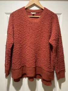Cupio Womens Pile Fleece Sweater Sz. XL Rustic Orange $69 Split Hem - Picture 1 of 6