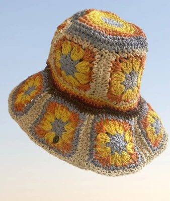 Шляпа пляжная гибкая хиппи Anthropologie Peter Grimm соломенная широкополая Pura Vida - Изображение 1 из 4