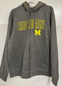Michigan Wolverines NCAA Gray Men's Zip Up Jacket With Hood Majestic Large - Picture 1 of 2