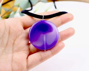 Blue Agate Large Pendent Necklace, Natural Gemstone Necklace - Bild 1 von 5