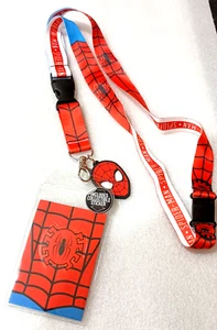 Marvel Spider-man Head Pendant ID Holder + Sticker Lanyard Bioworld New NOS 2018 - Picture 1 of 7