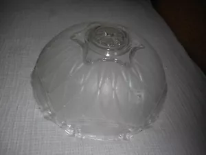 Vintage Art Deco Glass Ceiling Fixture Light Shade 3 Hole Clear To Frosted 11" - Picture 1 of 10