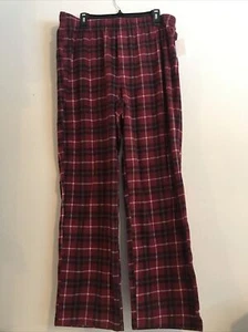 Mens Fleece Sleep Lounge Pants Size L Plaid Burgundy Ret$20(5POBX-2-1) - Picture 1 of 5