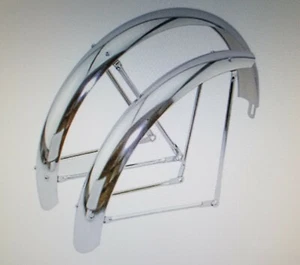 NEW CHROME FENDER SET FOR 24" BICYCLES,WITH HARDWARE,FITS UP TO 24X2.50 TIRES - Picture 1 of 4