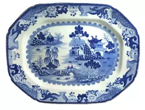 Antique Blue & White Mason's Ironstone Platter, Circa 1814; Measures 9.8" by 12. - Picture 1 of 7