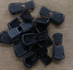 10 Black Plastic Zipper Pulls Cord Lock Ends Paracord Tactical Tab Repair - Picture 1 of 4