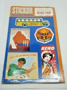  STICKERS NOTE CARDS, VINTAGE AMERICAN ROAD TRIP, PEEL OFF STICKERS - Picture 1 of 2