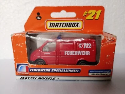 Matchbox Ford Transit 112 Feuerwehr MB21 1999, in scatola sigillata - Immagine 1 di 4