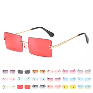 Gafas de sol rectangulares retro sin montura de moda sin marco gafas de color caramelo cuadradas - Imagen 1 de 29