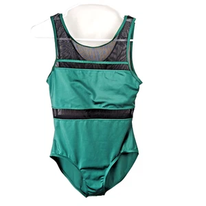 Balera | Women’s Dance Leotard | Adult Medium | Green w/Black Sheer Mesh - Picture 1 of 4