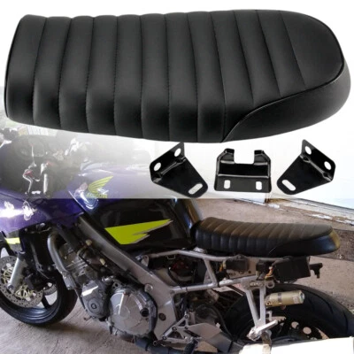 Motorcycle Cafe Racer Flat Brat Saddle Seat For Honda Suzuki Yamaha Kawasaki Foto 1 de 4