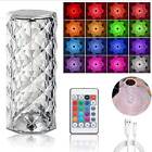 LED Crystal Table Lamp Diamond Rose Night Light Touch USB Atmosphere Bedside Bar