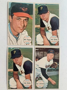 4 EX 1964 Topps Giants Milt Pappas Bob Bailey Ken Johnson - Foto 1 di 3