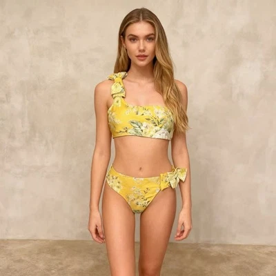 Nuevo sin etiquetas Conjunto de Bikini Zimmermann Amelie Bow Ámbar Jardín Floral Un Hombro Talla 2 Foto 1 de 4
