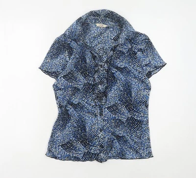 BHS Women's Petite Black Blue Collared Blouse, Size 16 - Image 1 of 4