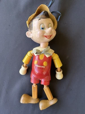 Muñeca articulada de madera Walt Disney 11" Pinocho de novedad ideal alrededor de 1930 Foto 1 de 4