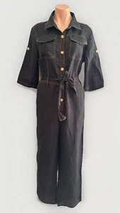 Gorman Women Jumpsuit Black Linen Size 10 - Picture 1 of 8
