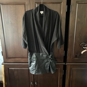 Parker Leder Seide Hemd Minikleid Schwarz S - Bild 1 von 11