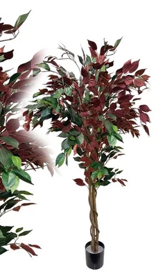 Ficus Elastica 160 cm künstlich Kunstpflanze Kunstbaum Echtholzstamm Deko - Bild 1 von 4