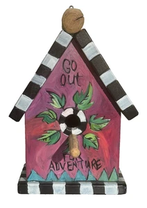 Sticks Handmade Wooden Birdhouse Go Out For Adventure 11" x 9.5" x 8" - Picture 1 of 7