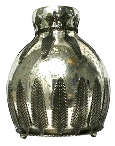 Pottery Barn Madeline Mercury Glas Vase Silber Filigran Feder Glam Luxe Dekor - Bild 1 von 7