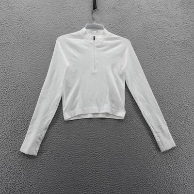 DSG Momentum Seamless Cropped Long Sleeve Top White Womens 1/4 Zip Small NEW - Image 1 of 4