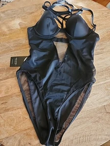 New NWT~ Kill Star Sacred Ocean Swimsuit 1 Piece Black Size Medium * Goth Punk - Picture 1 of 8
