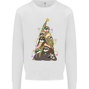 Christmas Sloth Tree Funny Xmas Kids Sweatshirt Jumper - Picture 1 of 29