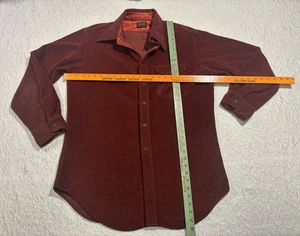 Lee Shirt Mens Large Burnt Orange Velour Cowboy Western True Vintage Made In USA - Picture 1 of 13