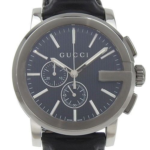 Orologio Cronografo Gucci G Chrono 101.2 Acciaio Inox Pelle Goffrata Quarzo