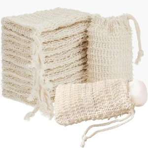 50 Pack Sisal Soap Saver Bag with Drawstring, Natural Cotton-Linen Exfoliatin... - Foto 1 di 6