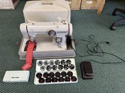 Vintage 1960’s Janome New Home Sewing Machine Model 672 With Pedal And Case - Image 1 of 4