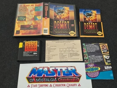 Sega Genesis DESERT STRIKE CIB Estuche Completo Caja Juego Primera Impresión Póster Clamshell Foto 1 de 2